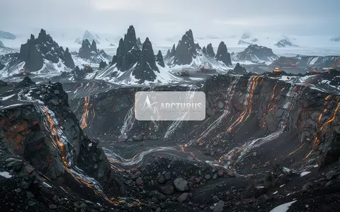 Abstrakte, atmosphärische Aufnahme einer arktischen Berglandschaft mit metallischen Erzvorkommen bei kaltem Licht. - Foto: über boerse-global.de