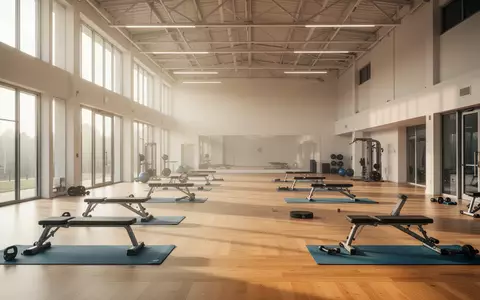 Ein heller, moderner Sportraum mit Holzboden und Fitnessgeräten in einer minimalistischen Umgebung ohne Menschen. - Foto: über boerse-global.de