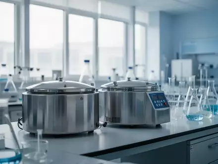 Ein modernes, helles Labor mit medizinischen Glasgeräten und Edelstahl-Laborausstattung in einer sterilen Umgebung. - Foto: über boerse-global.de