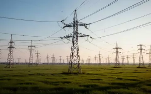 Hochspannungsleitungen und Strommasten in einer weitläufigen, grünen Industrielandschaft bei Tageslicht. - Foto: über boerse-global.de