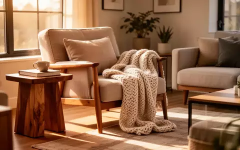 Ein sonnendurchflutetes, gemütliches Wohnzimmer mit einem bequemen Sessel und einer weichen Decke als Symbol für häusliche Pflege. - Foto: über boerse-global.de