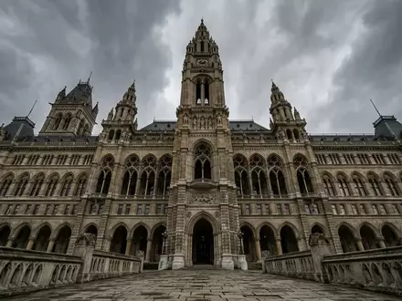 Ein monumentales, steinernes Regierungsgebäude unter einem grauen Himmel als Symbol für staatliche Haushaltsdebatten. - Foto: über boerse-global.de