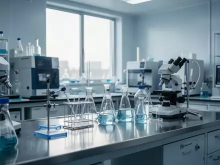 Ein modernes, steriles medizinisches Forschungslabor mit hochpräzisen Laborgeräten und gläsernen Gefäßen in natürlichem Licht. - Foto: über boerse-global.de