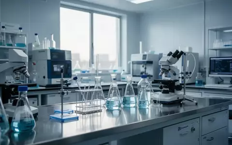 Ein modernes, steriles medizinisches Forschungslabor mit hochpräzisen Laborgeräten und gläsernen Gefäßen in natürlichem Licht. - Foto: über boerse-global.de