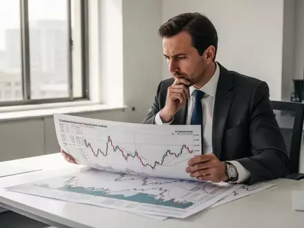 Ein Finanzanalyst betrachtet konzentriert ein ausgedrucktes Börsendiagramm an einem hellen, modernen Schreibtisch. - Foto: über boerse-global.de