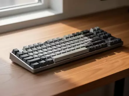Eine hochwertige mechanische Tastatur auf einem schlichten Holztisch bei natürlichem Lichteinfall. - Foto: über boerse-global.de
