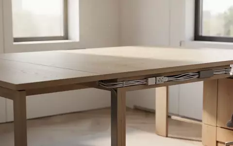 Ein minimalistisch gestalteter, aufgeräumter Arbeitsplatz mit einem leeren Schreibtisch in einem hellen, sonnendurchfluteten Raum. - Foto: über boerse-global.de