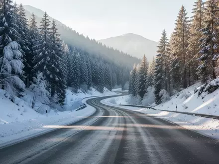 Eine kurvenreiche Passstraße in einer verschneiten Gebirgslandschaft an einem klaren Wintermorgen. - Foto: über boerse-global.de