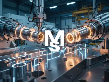 Abstrakte Darstellung moderner industrieller Fertigung mit präzisen mechanischen Komponenten und professioneller Beleuchtung. - Foto: über boerse-global.de