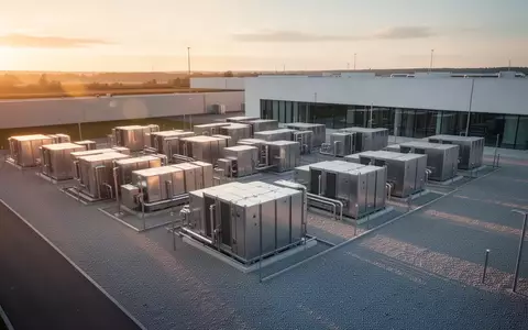 Moderne Wasserstoff-Brennstoffzellenanlage in einer industriellen Umgebung bei Sonnenuntergang. - Foto: über boerse-global.de
