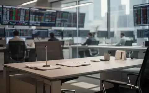 Ein moderner, unscharfer Finanzhandelsplatz im Hintergrund mit einem fokussierten, minimalistischen Schreibtisch im Vordergrund. - Foto: über boerse-global.de