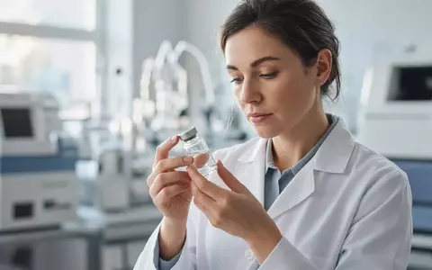 Ein Forscher in einem modernen Labor untersucht eine medizinische Produktampulle bei natürlichem Licht. - Foto: über boerse-global.de