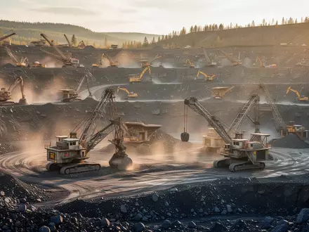 Aktiver Tagebau in einer Wolfram-Mine mit schweren Baumaschinen in einer felsigen Landschaft. - Foto: über boerse-global.de