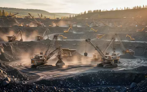 Aktiver Tagebau in einer Wolfram-Mine mit schweren Baumaschinen in einer felsigen Landschaft. - Foto: über boerse-global.de