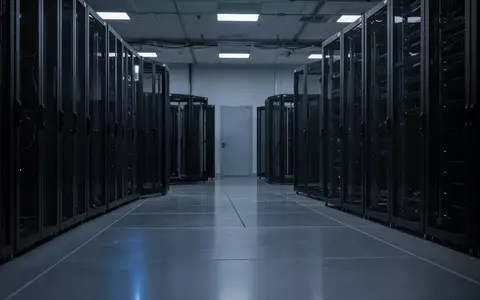 Ein minimalistischer, dunkel beleuchteter Serverraum mit leeren Racks und glattem Industrieboden. - Foto: über boerse-global.de
