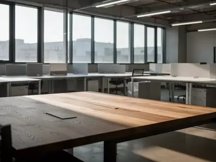 Ein leerer, ruhiger Arbeitsplatz mit natürlichem Lichteinfall, der die Atmosphäre in einem modernen Bürogebäude symbolisiert. - Foto: über boerse-global.de