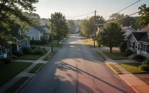 Eine ruhige Wohnstraße in einer Kleinstadt bei Morgenlicht. - Foto: über boerse-global.de