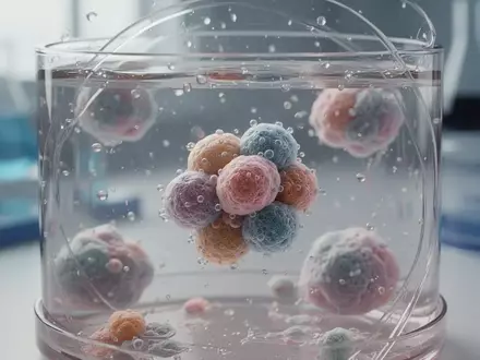 Mikroskopische Aufnahme von biologischen Organoiden in einer Laborschale zur Krebsforschung. - Foto: über boerse-global.de