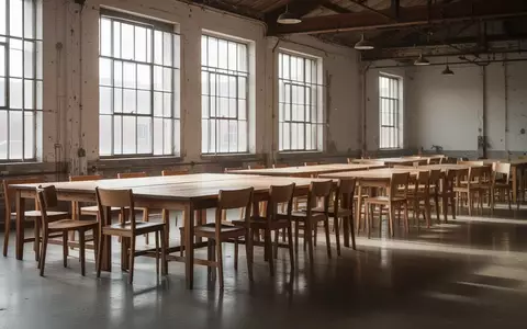 Ein heller, leerer Gemeinschaftsraum mit Holztischen und Stühlen in einem umgenutzten Industriebau. - Foto: über boerse-global.de