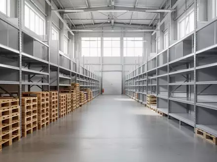 Leerer, ordentlich geordneter Lagergang in einem modernen Logistikzentrum mit natürlichem Lichteinfall. - Foto: über boerse-global.de