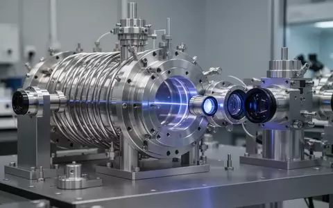 Ein physikalischer Versuchsaufbau in einem Labor mit optischen Linsen und magnetischen Spulen für Quantenexperimente. - Foto: über boerse-global.de