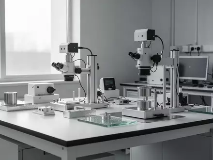 Ein minimalistischer, moderner Arbeitsplatz in einem Labor mit präzisen Messgeräten und industriellen Oberflächen. - Foto: über boerse-global.de