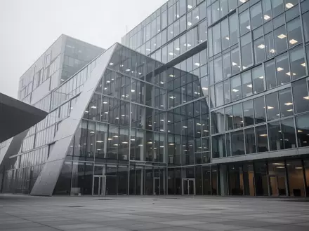 Eine moderne Bürofassade aus Glas und Stahl an einem bewölkten Tag. - Foto: über boerse-global.de