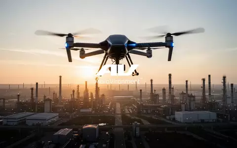 Silhouetten von Drohnen über einer modernen Industrielandschaft bei Sonnenaufgang als Symbol für Wachstum im Luftfahrtsektor. - Foto: über boerse-global.de