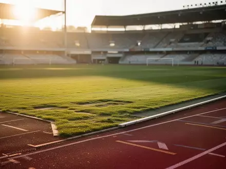 Leere Laufbahn in einem Stadion bei Sonnenuntergang - Foto: über boerse-global.de