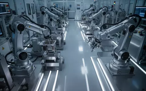 Moderne automatisierte Fertigungsanlage für Halbleiterkomponenten in einer sterilen Industrieumgebung. - Foto: über boerse-global.de