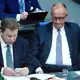 Klingbeil und Merz mussten sich viel Kritik anhören.  - Bild: Kay Nietfeld/dpa