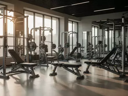 Ein minimalistisch eingerichteter Fitnessraum mit hochwertigen Trainingsgeräten in einem hellen, modernen Ambiente. - Foto: über boerse-global.de