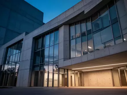 Moderne Fassade eines Verwaltungsgebäudes in der Abenddämmerung mit klaren architektonischen Linien und Lichtreflexionen. - Foto: über boerse-global.de