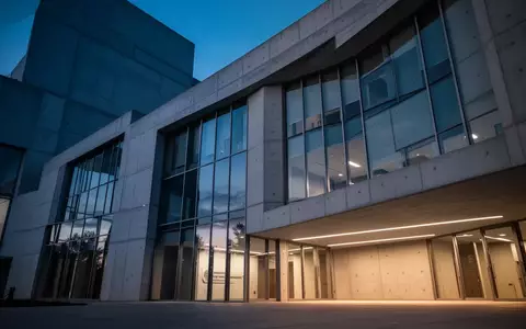 Moderne Fassade eines VerwaltungsgebĂ€udes in der AbenddĂ€mmerung mit klaren architektonischen Linien und Lichtreflexionen. - Foto: ĂŒber boerse-global.de