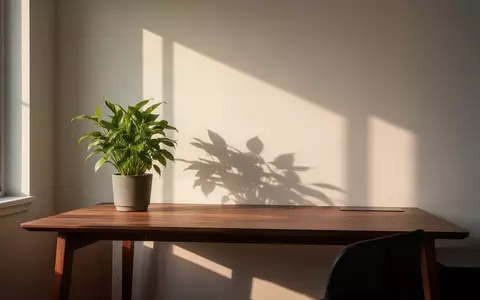 Ein minimalistisch gestalteter Arbeitsplatz mit Holztisch und einer Pflanze in natürlichem Licht. - Foto: über boerse-global.de