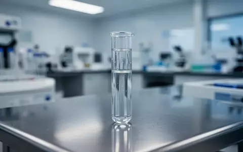 Ein medizinisches Laborgefäß mit einer klaren Flüssigkeit in einer klinischen Forschungsumgebung. - Foto: über boerse-global.de