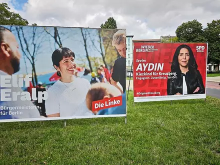 Wahlplakate mit Elif Eralp und Sevim Aydin (Archiv) - Foto: via dts Nachrichtenagentur