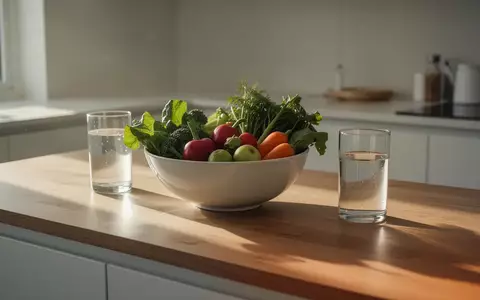 Eine minimalistische Küche mit frischem Gemüse und einem Glas Wasser im natürlichen Morgenlicht. - Foto: über boerse-global.de