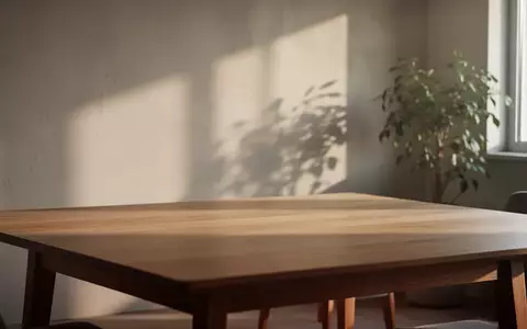 Ein minimalistischer, aufgeräumter Holztisch in einem hellen Raum bei natürlichem Tageslicht. - Foto: über boerse-global.de
