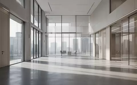 Ein modernes, minimalistisches Bürogebäude mit klaren Linien und natürlichem Licht, das auf einen leeren Boden fällt. - Foto: über boerse-global.de