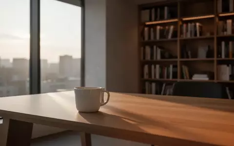 Ein minimalistischer, moderner Arbeitsplatz mit einer Kaffeetasse in einem ruhigen, hellen Raum. - Foto: über boerse-global.de