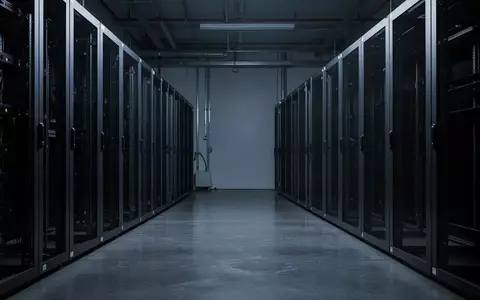 Leere Server-Racks in einem minimalistisch beleuchteten, industriellen IT-Infrastrukturraum. - Foto: über boerse-global.de