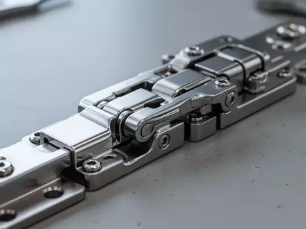 Ein präzisionsgefertigtes Scharnier aus Flüssigmetall auf einer neutralen, grauen Werkbank. - Foto: über boerse-global.de