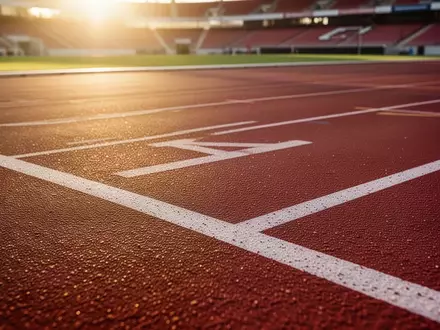 Eine leere Laufbahn auf einer Sportanlage bei Sonnenlicht. - Foto: über boerse-global.de