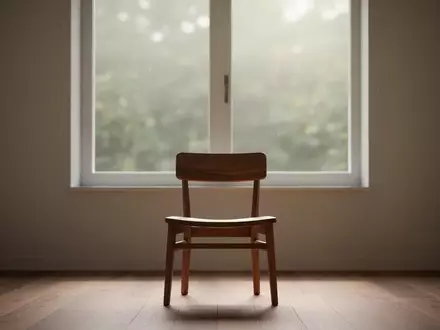Ein minimalistischer, ruhiger Raum mit einem einzelnen leeren Holzstuhl vor einem Fenster mit weichem Tageslicht. - Foto: über boerse-global.de