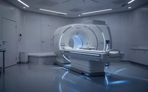 Ein klinischer Untersuchungsraum mit einem modernen PET-Scanner in einer sterilen, minimalistischen Umgebung. - Foto: über boerse-global.de