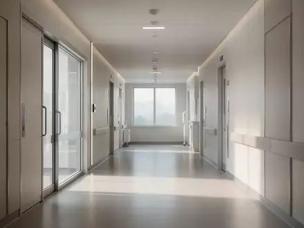 Ein moderner, heller Krankenhausflur mit neutraler Architektur und natürlichem Tageslicht. - Foto: über boerse-global.de