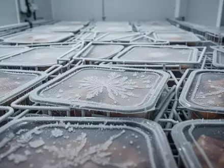 Ordentlich gelagerte Lebensmittel in einem frostigen, strukturierten Lagerumfeld zur Veranschaulichung effizienter Kühlung. - Foto: über boerse-global.de