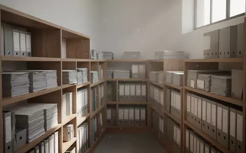 Ein aufgeräumtes Archiv mit ordentlich gestapelten Aktenordnern in einem von natürlichem Licht durchfluteten Raum. - Foto: über boerse-global.de
