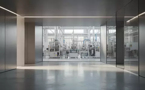 Ein minimalistischer, moderner Innenraum mit klaren architektonischen Linien und sanftem, natürlichem Licht. - Foto: über boerse-global.de